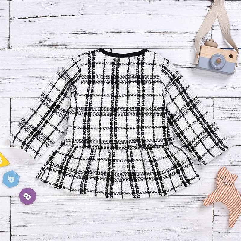 long-sleeved dresses two-piece children,s baby small incense wind suit
