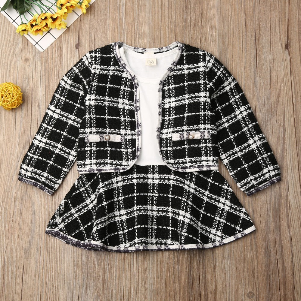 long-sleeved dresses two-piece children,s baby small incense wind suit
