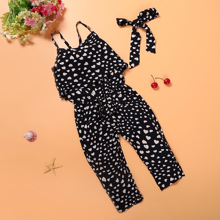 fashion summer kids girls clothing sets cotton sleeveless polka dot strap girls