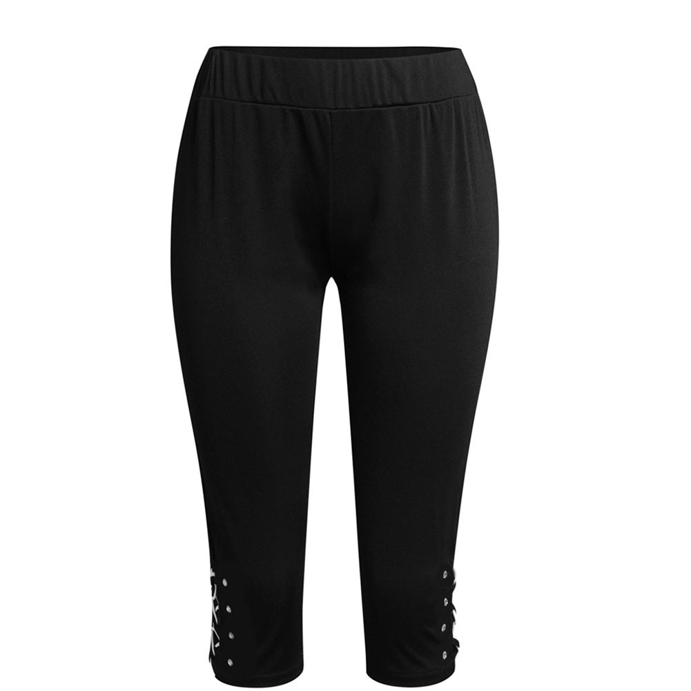 women's knitted lace-up beaded leggings