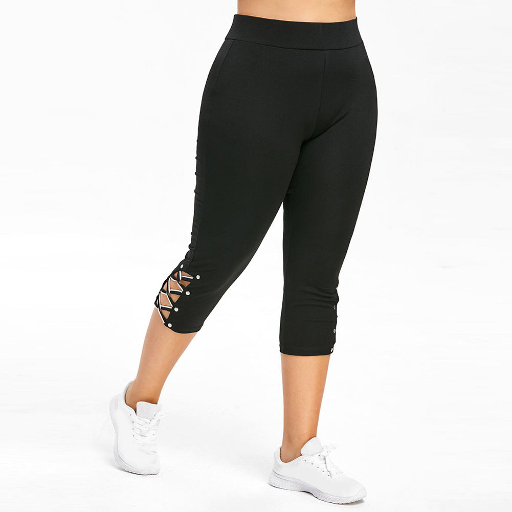 women's knitted lace-up beaded leggings