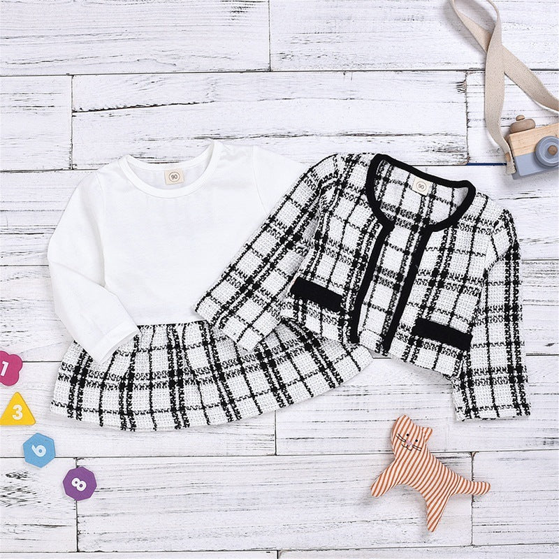 long-sleeved dresses two-piece children,s baby small incense wind suit