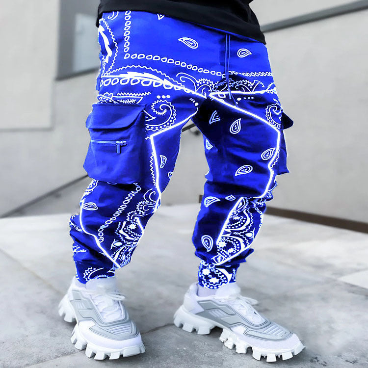 men;s print trousers loose bloomrs casual wide -leg harem pants