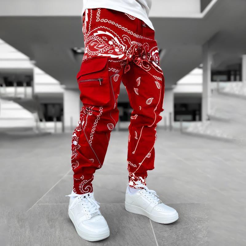 men;s print trousers loose bloomrs casual wide -leg harem pants
