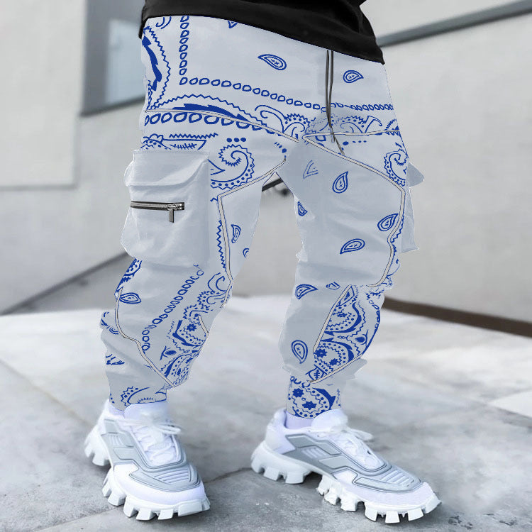 men;s print trousers loose bloomrs casual wide -leg harem pants