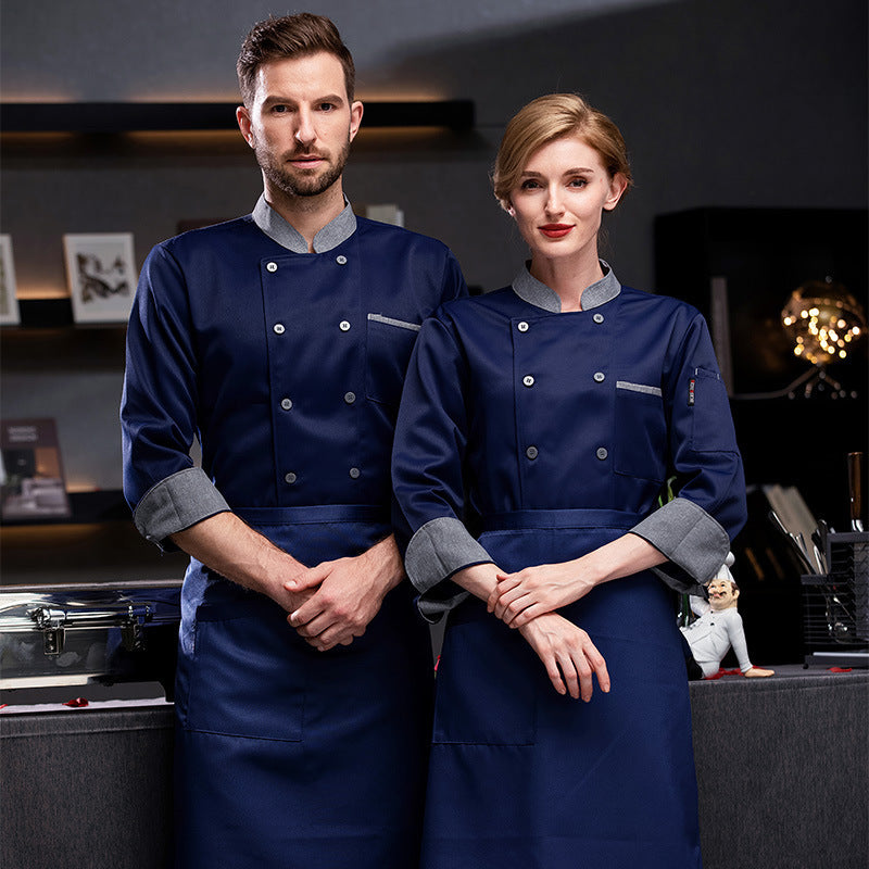 medium sleeved long sleeved senior chef work clothes for men