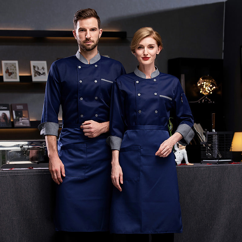 medium sleeved long sleeved senior chef work clothes for men