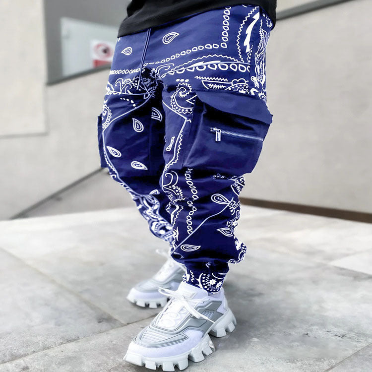 men;s print trousers loose bloomrs casual wide -leg harem pants