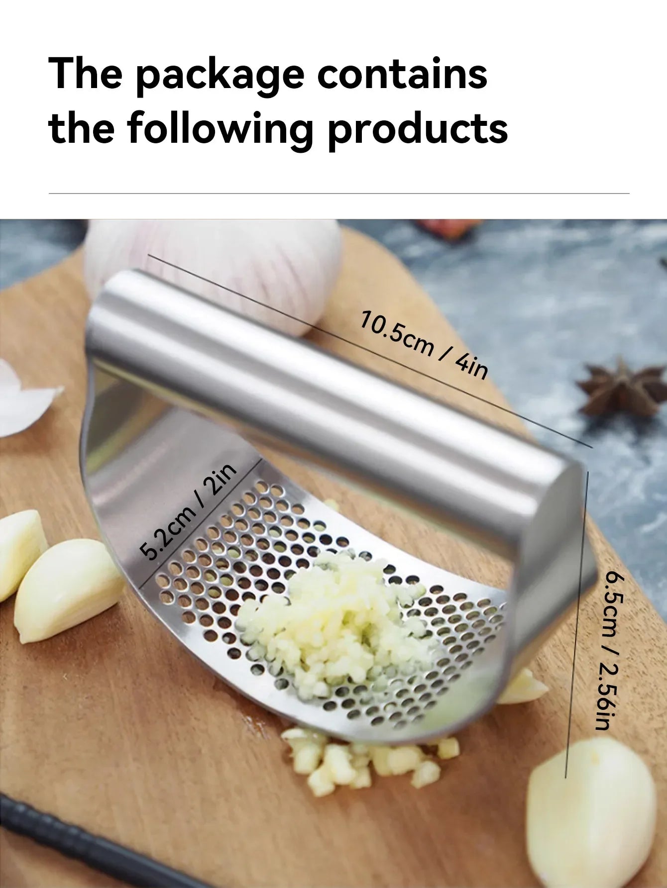 Manual Stainless Steel Garlic Mincer, Garlic Crusher PressFood Processor