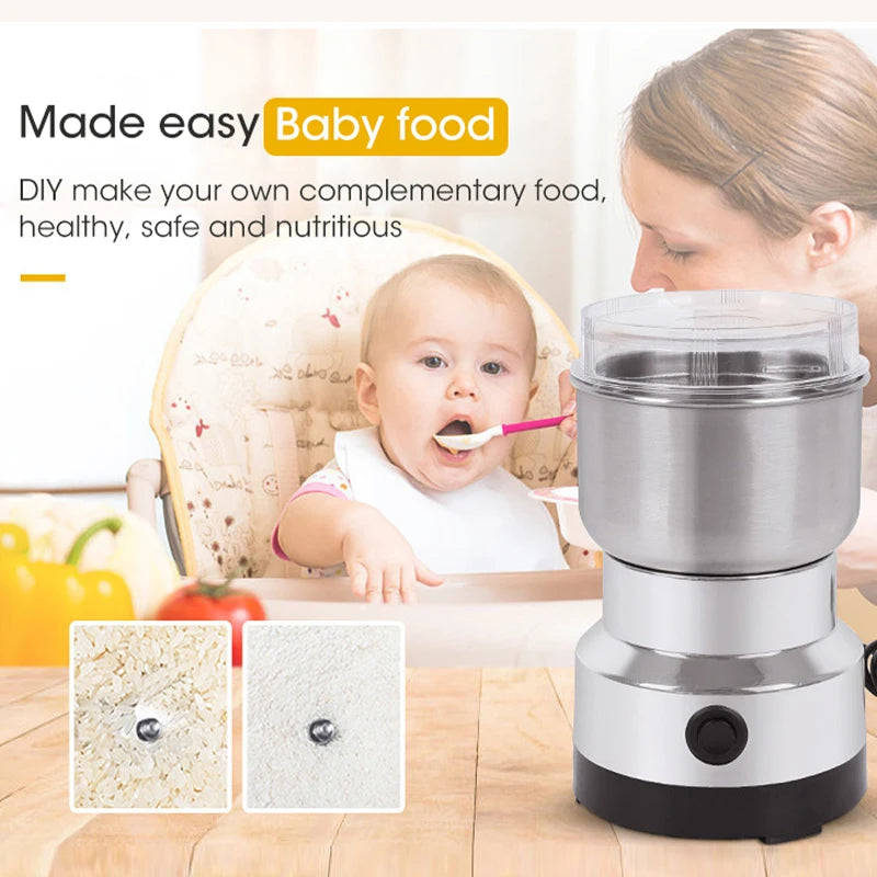 Mini Electric Grinder Household 300ml Ultrafine Baby Food Pulverizerain Mill 2/4 Blades
