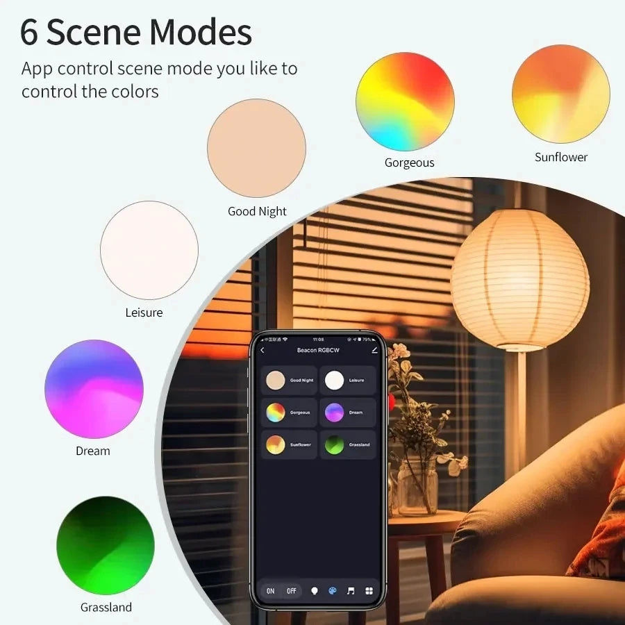 Tuya E27 Smart Light Bulb, 9W 220-240V, RGBW LED Colormart Life APP