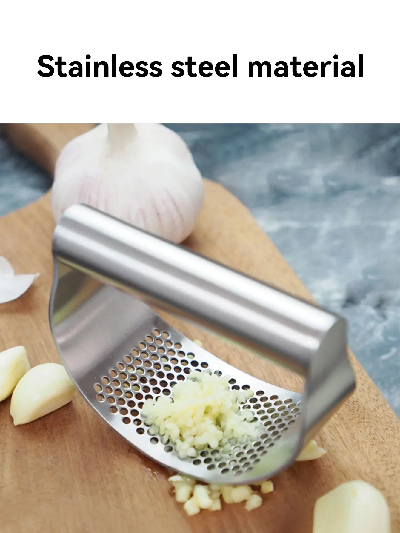 Manual Stainless Steel Garlic Mincer, Garlic Crusher PressFood Processor