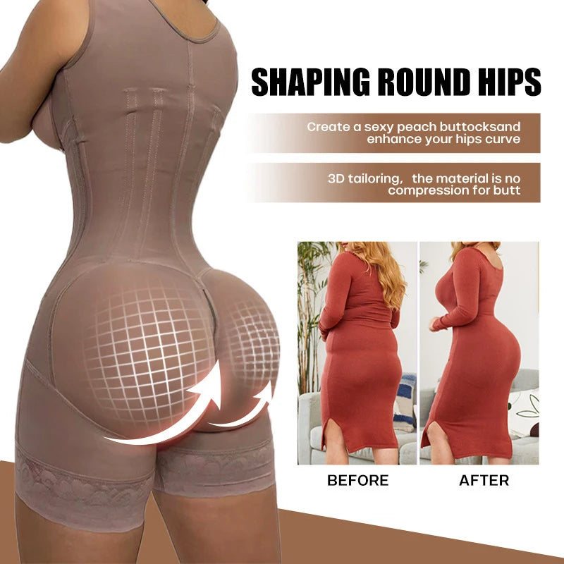 Female Colombian Fajas Straps High Compression Belly Control Whole Body Slimming Shaperwear