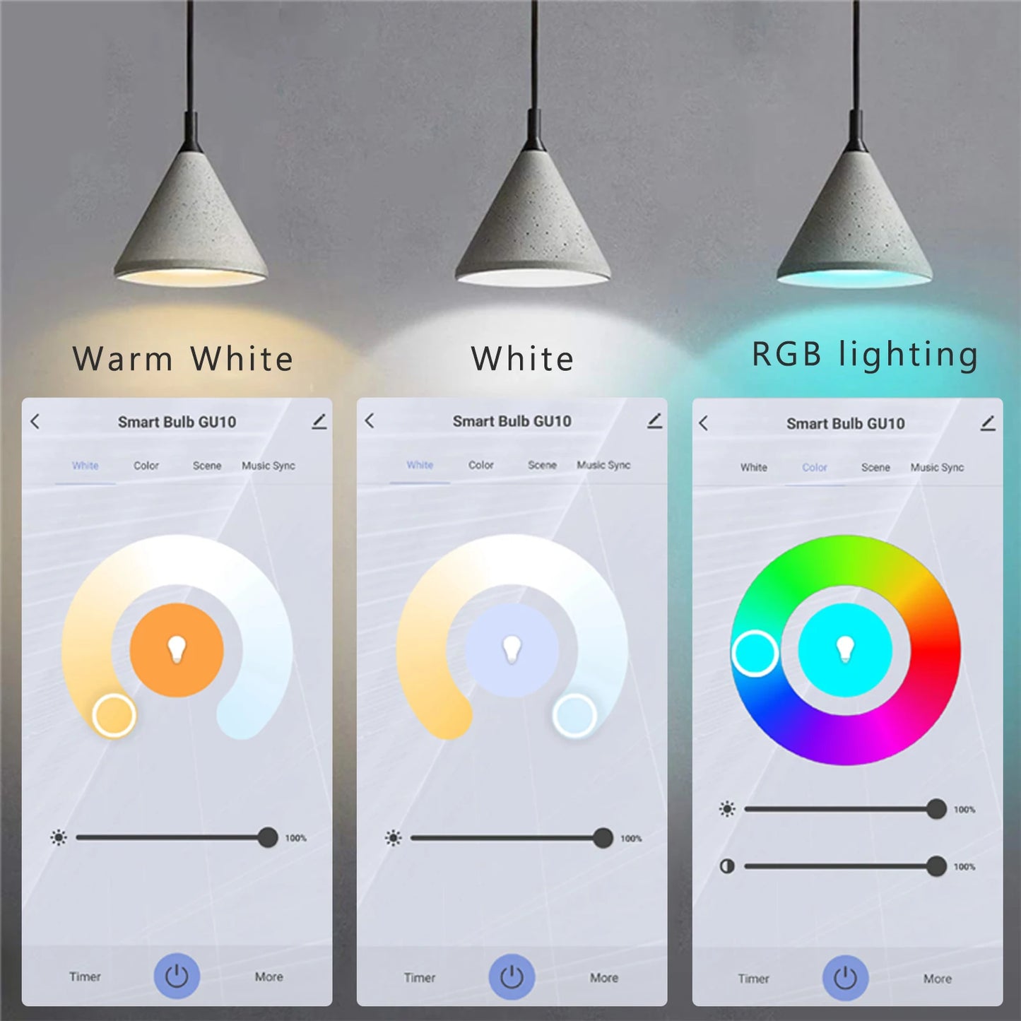 Tuya E27 Smart Light Bulb, 9W 220-240V, RGBW LED Colormart Life APP