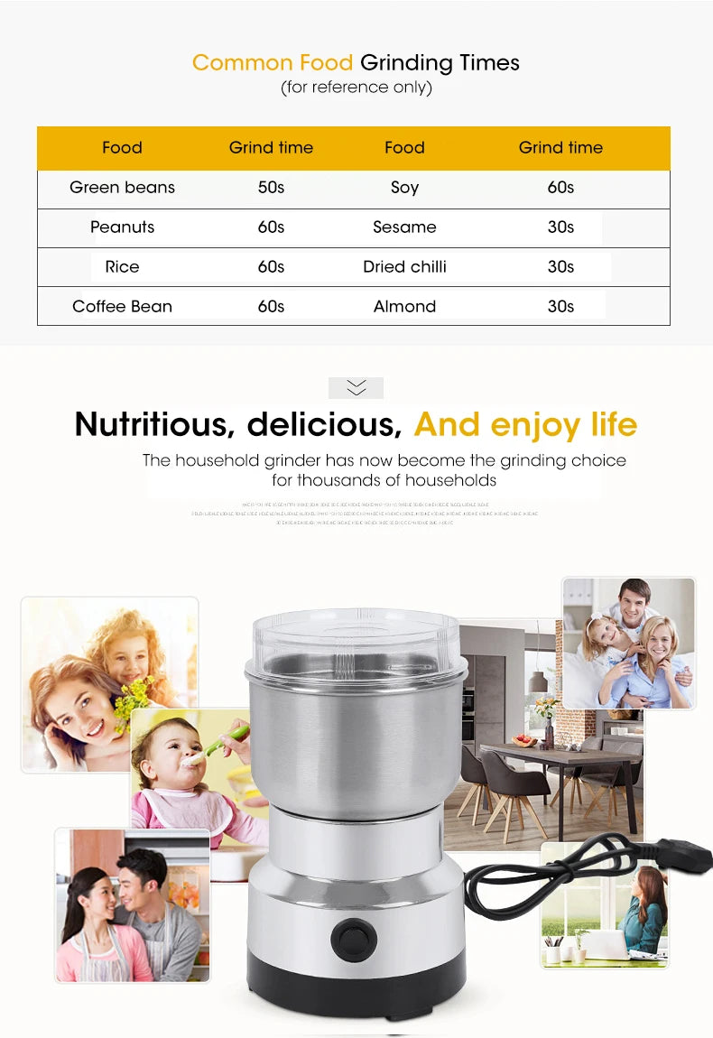 Mini Electric Grinder Household 300ml Ultrafine Baby Food Pulverizerain Mill 2/4 Blades