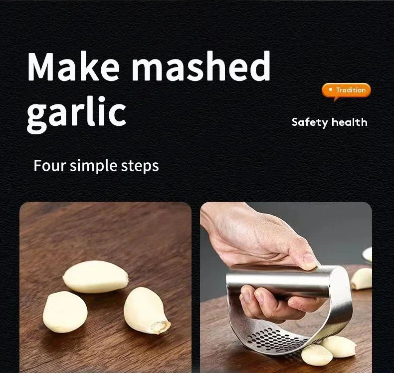 Manual Stainless Steel Garlic Mincer, Garlic Crusher PressFood Processor