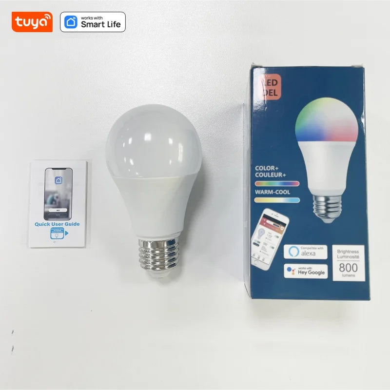 Tuya E27 Smart Light Bulb, 9W 220-240V, RGBW LED Colormart Life APP