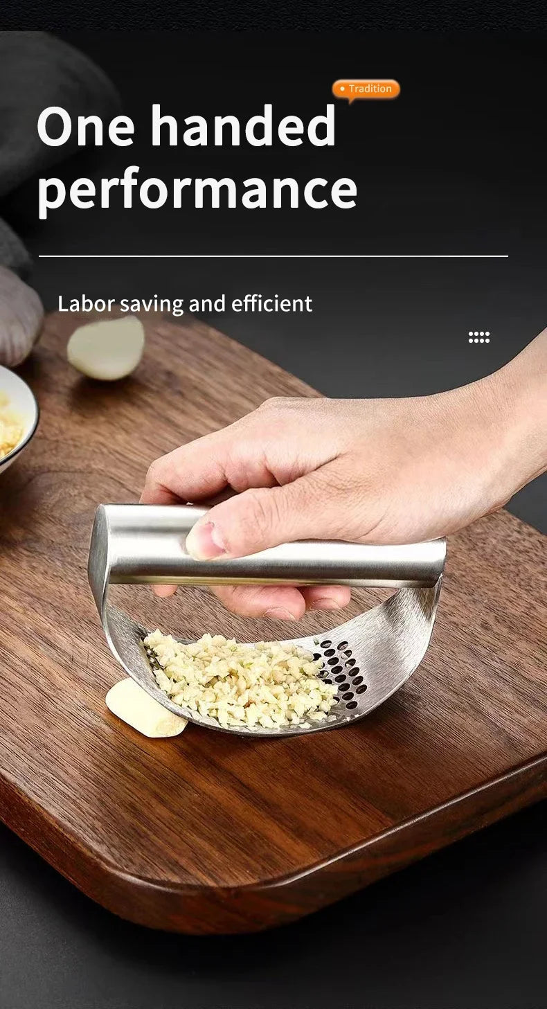 Manual Stainless Steel Garlic Mincer, Garlic Crusher PressFood Processor