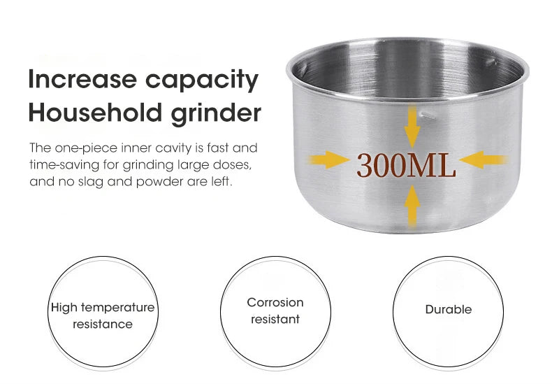 Mini Electric Grinder Household 300ml Ultrafine Baby Food Pulverizerain Mill 2/4 Blades