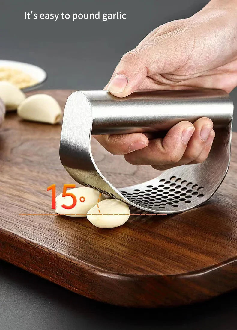 Manual Stainless Steel Garlic Mincer, Garlic Crusher PressFood Processor