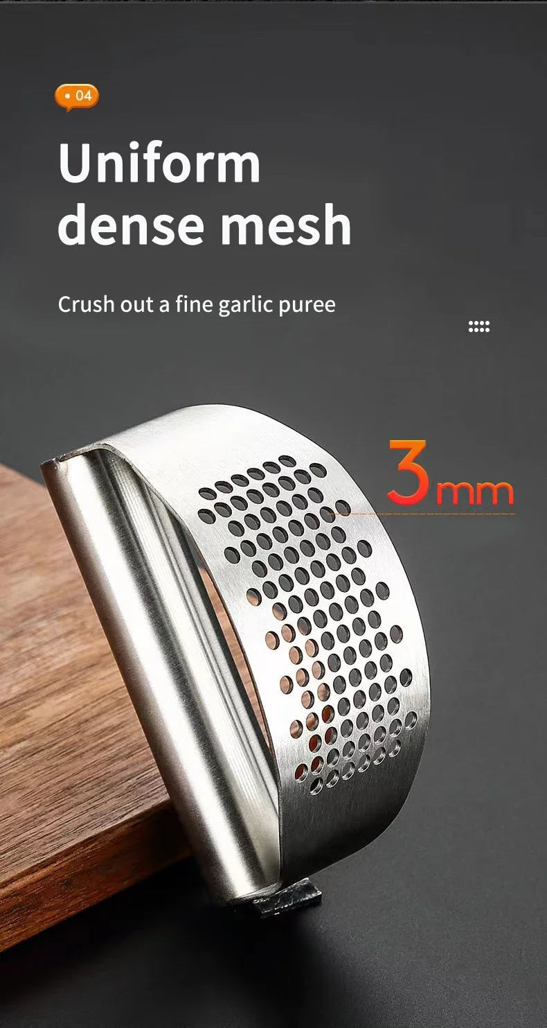 Manual Stainless Steel Garlic Mincer, Garlic Crusher PressFood Processor