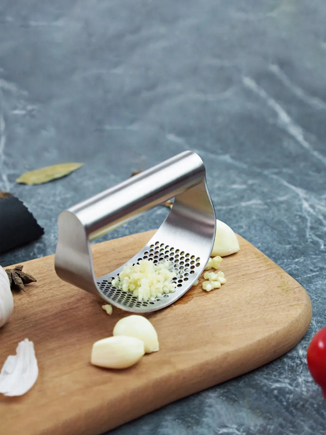 Manual Stainless Steel Garlic Mincer, Garlic Crusher PressFood Processor