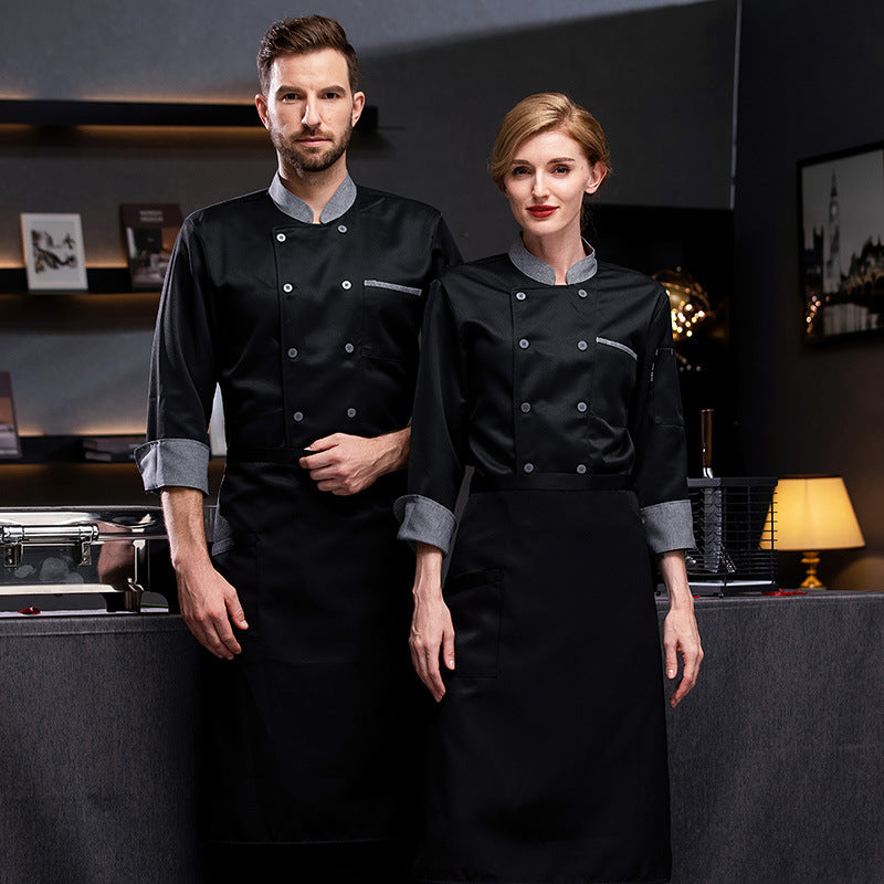 medium sleeved long sleeved senior chef work clothes for men