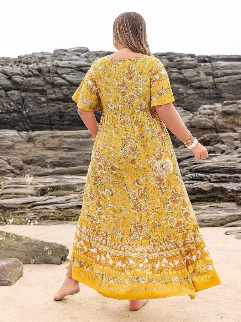 bohemian leisure vacation women,s full-length dress