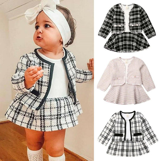 long-sleeved dresses two-piece children,s baby small incense wind suit