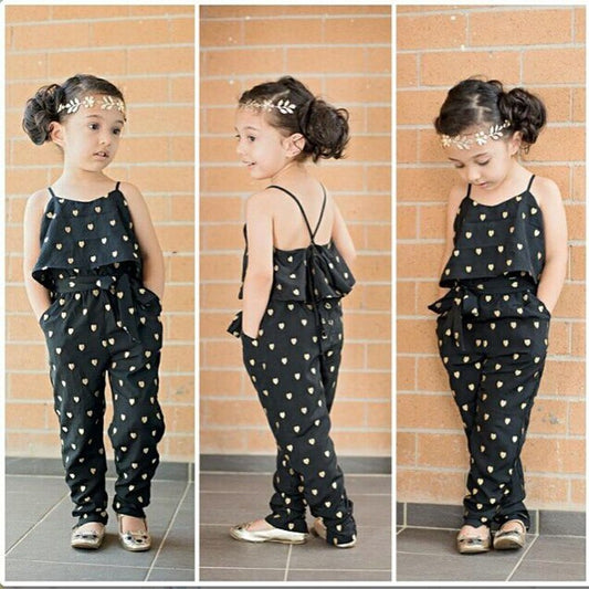 fashion summer kids girls clothing sets cotton sleeveless polka dot strap girls