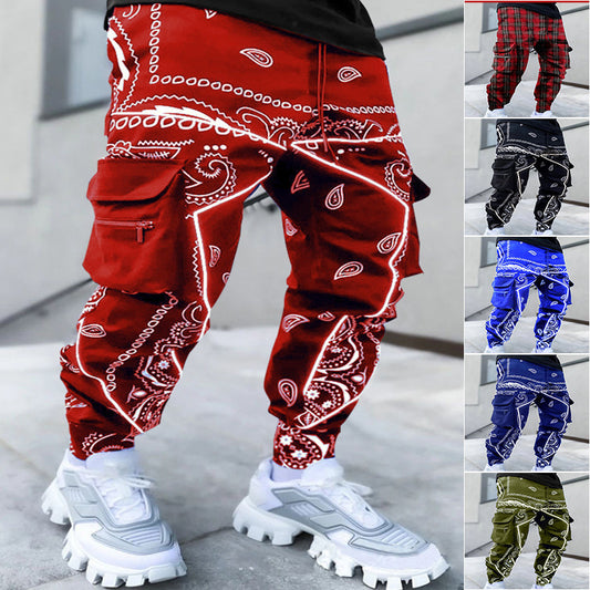men;s print trousers loose bloomrs casual wide -leg harem pants