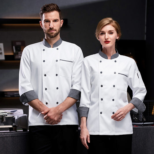 medium sleeved long sleeved senior chef work clothes for men