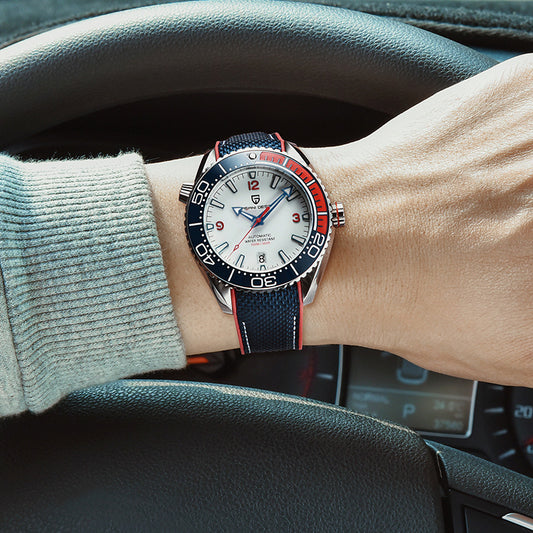 fashion rotatable digital watch bezel luminous men,s mechanical watch