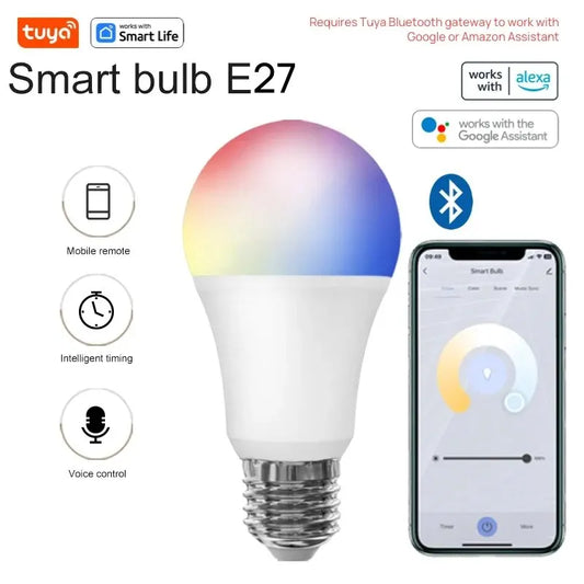 Tuya E27 Smart Light Bulb, 9W 220-240V, RGBW LED Colormart Life APP