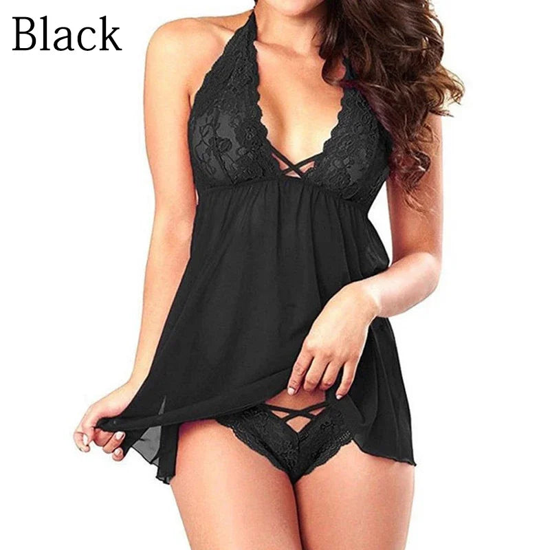 Open Back Sleeping Dress for Women Summer Nightdress Sexy Lin Lacghtwear