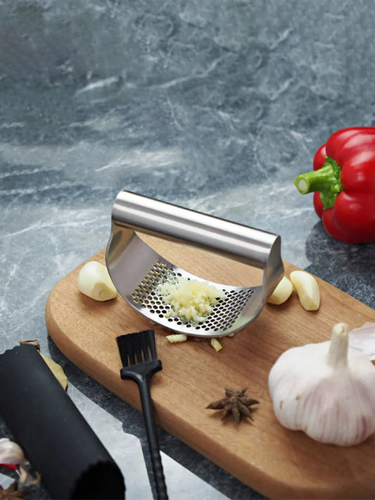 Manual Stainless Steel Garlic Mincer, Garlic Crusher PressFood Processor