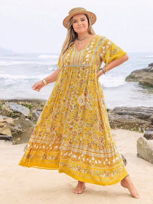 bohemian leisure vacation women,s full-length dress