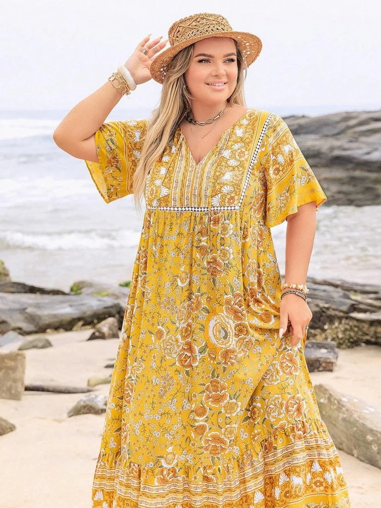 bohemian leisure vacation women,s full-length dress